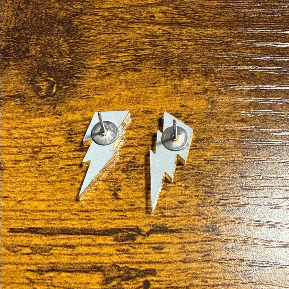 Gold Crystal Shard Lightning Bolt Earrings - Picture 3 of 3